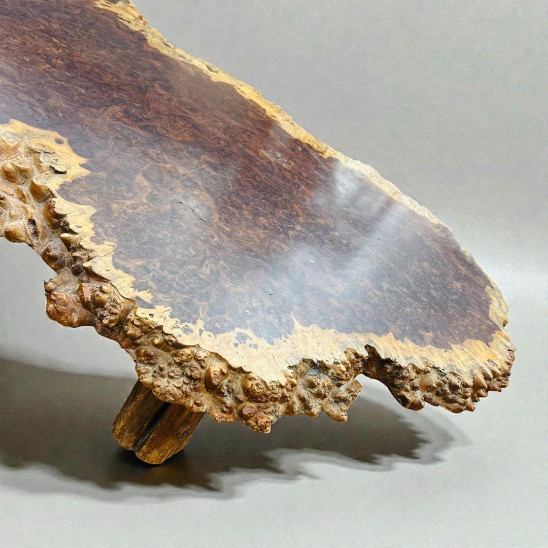 【超特価品】高級 花梨 瘤杢 座卓 一枚板 天然木 艶消し ローテーブル