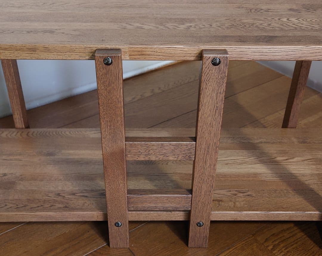 飾り棚オープンシェルフ　和風飾り棚　飾り台　楢無垢材自然オイル手塗り塗装ブラウン