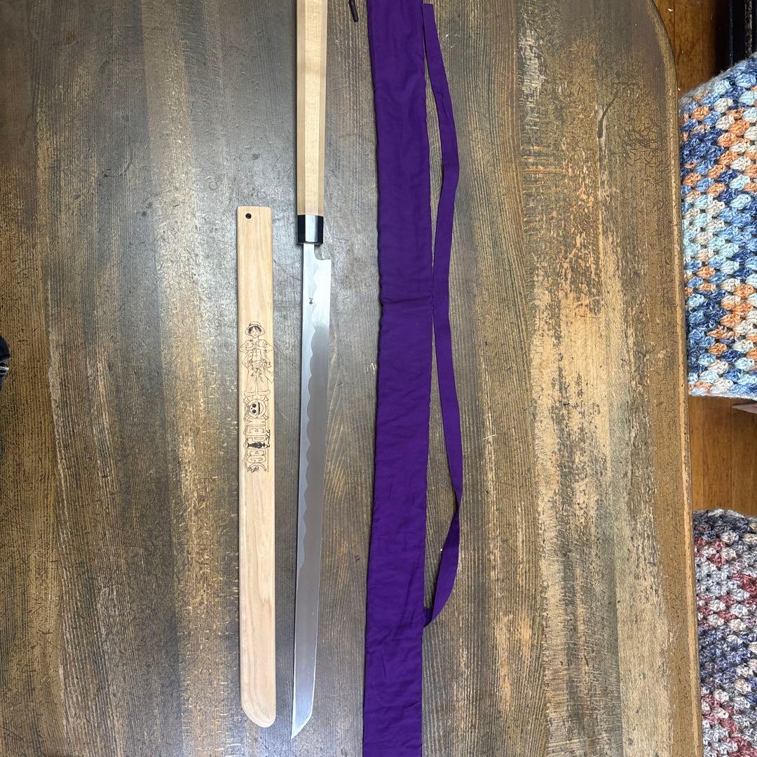 マグロ包丁鞘付 鮪包丁 刃渡700mm 刺身包丁 スネークウッド八角柄