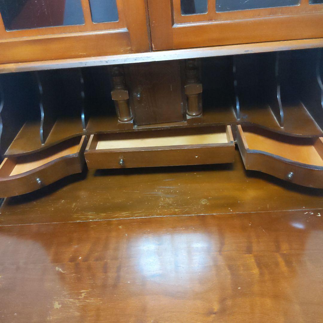 アンティーク 木製キャビネット ガラス扉付き