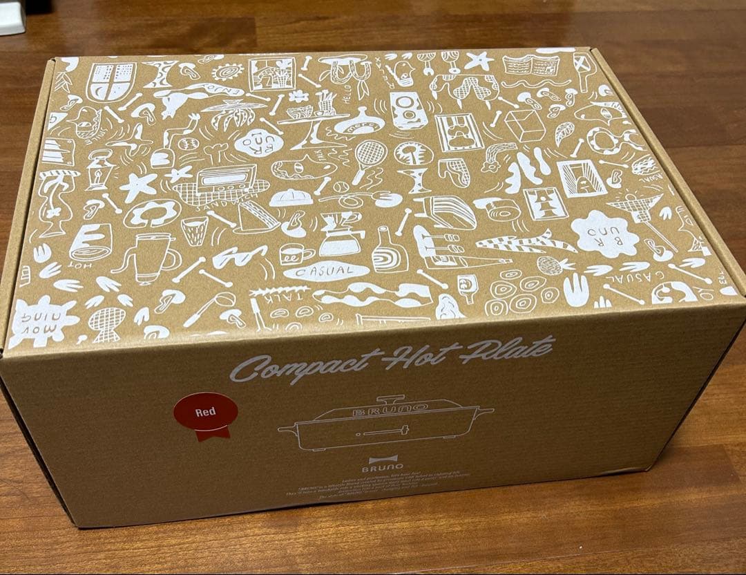 ブルーノ　コンパクトホットプレート　レッド　たこ焼きプレート付き　新品未使用