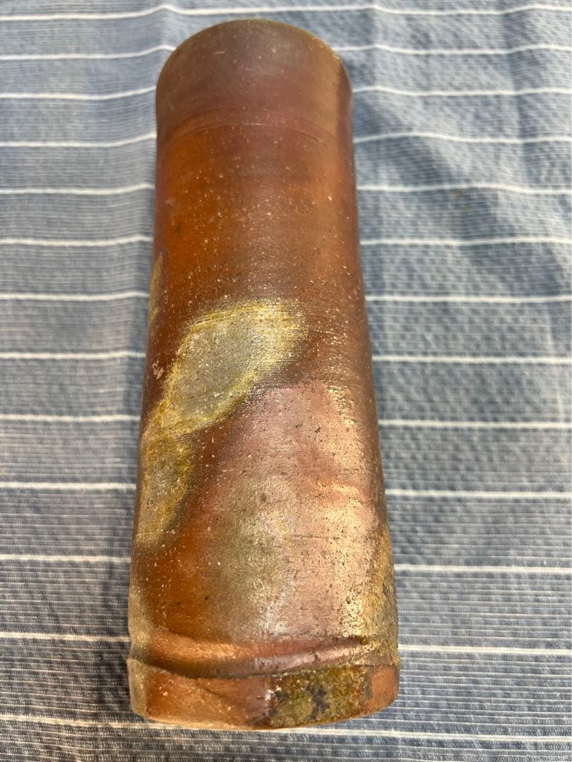 備前焼　窯変　ゴマ有り　花入れ　花瓶　陶印有り