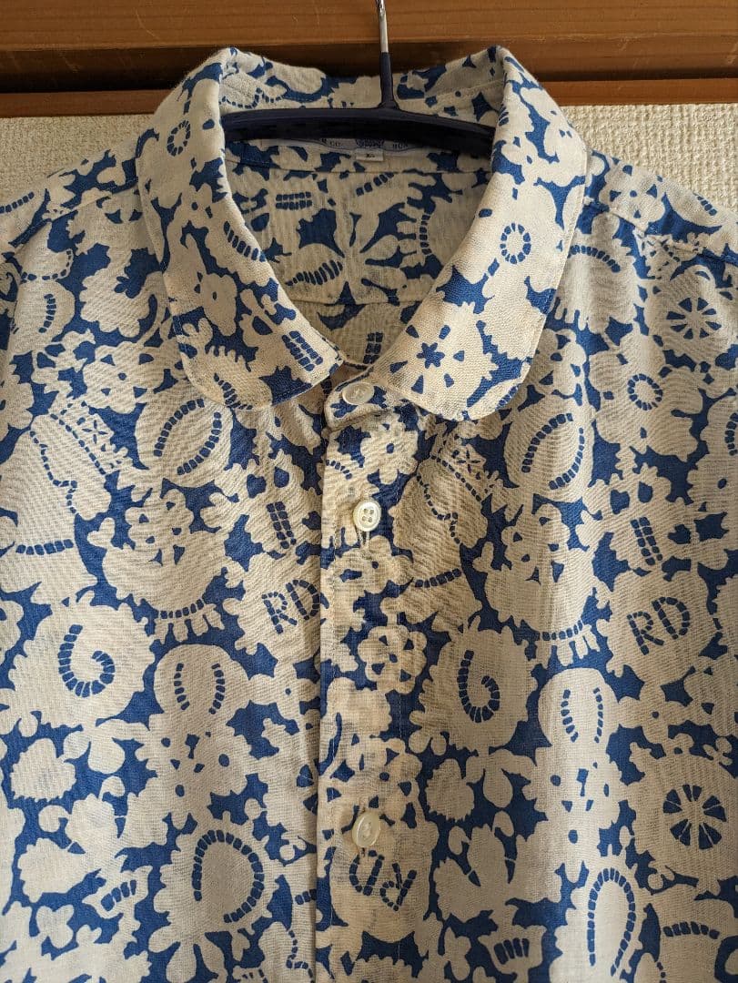 オールドマンズテーラー　モノトリックプリントラウンドカラーシャツ L