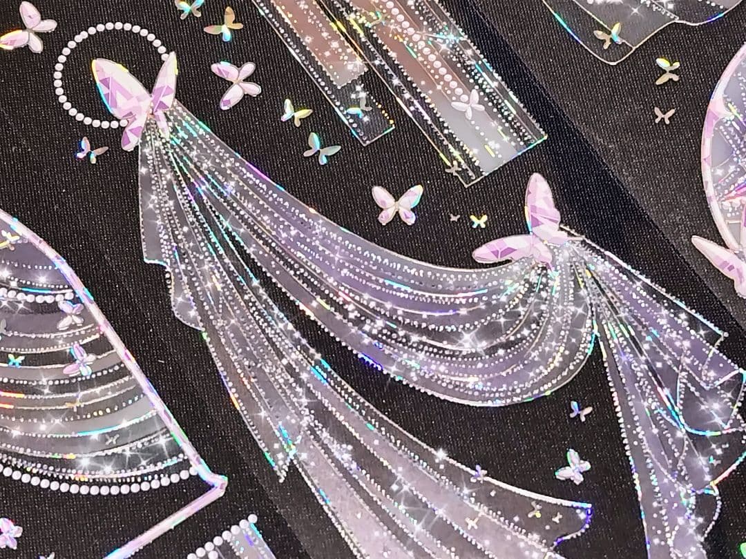 切売 308★ 海外 マスキングテープ マステ PET 装飾 レース 蝶 贝壳銀