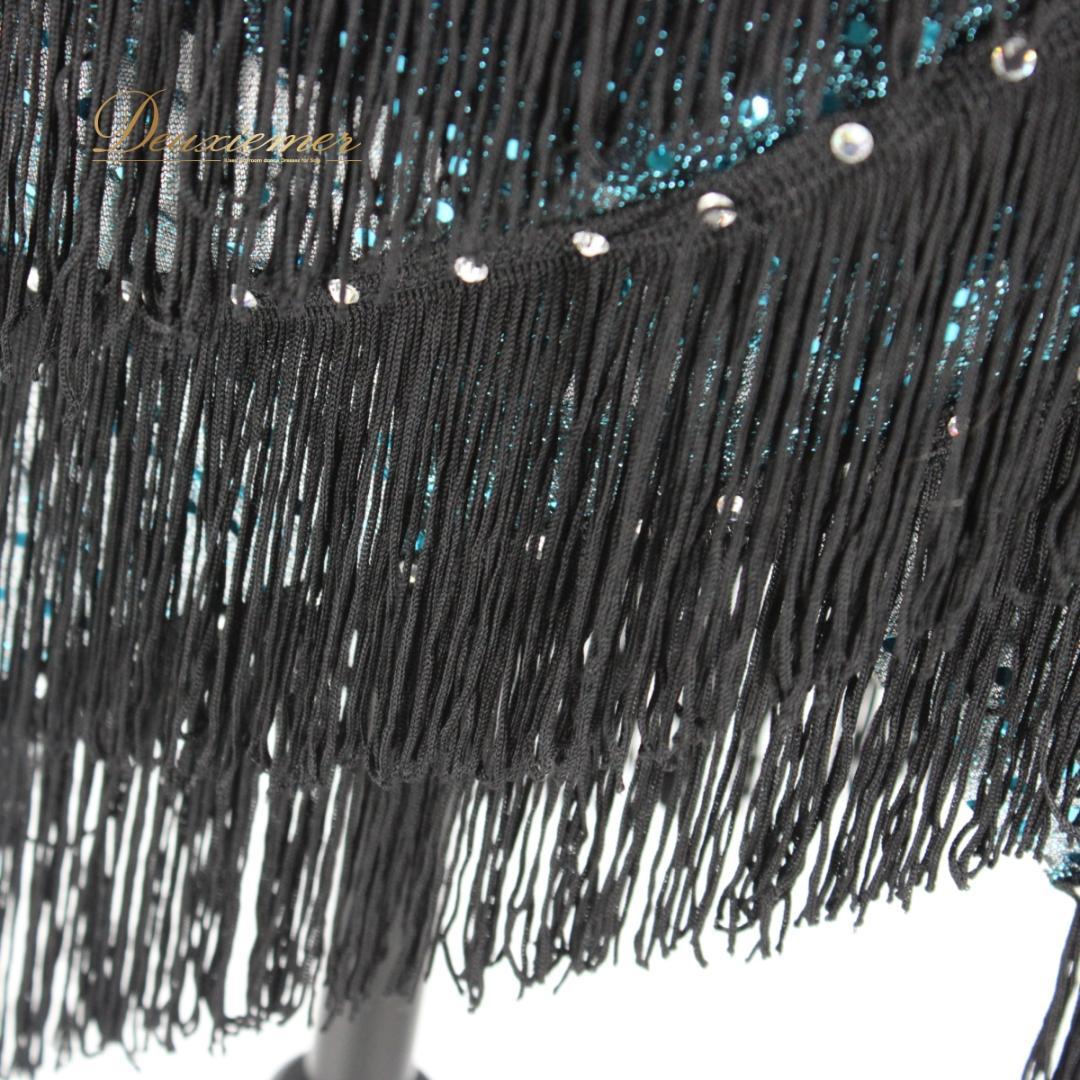 【美品 社交ダンス衣装】ワンピース ドレス ラテン leirena 黒 ブラック