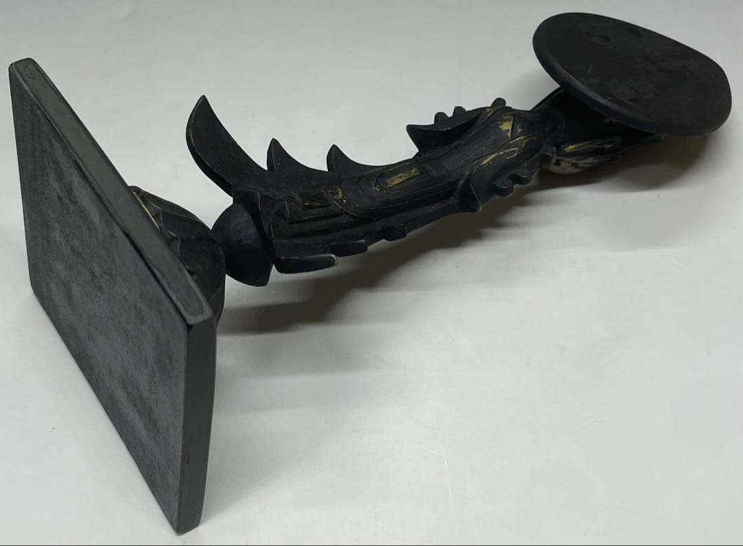 叩き彫　勢至菩薩像　寿造　木彫　b73