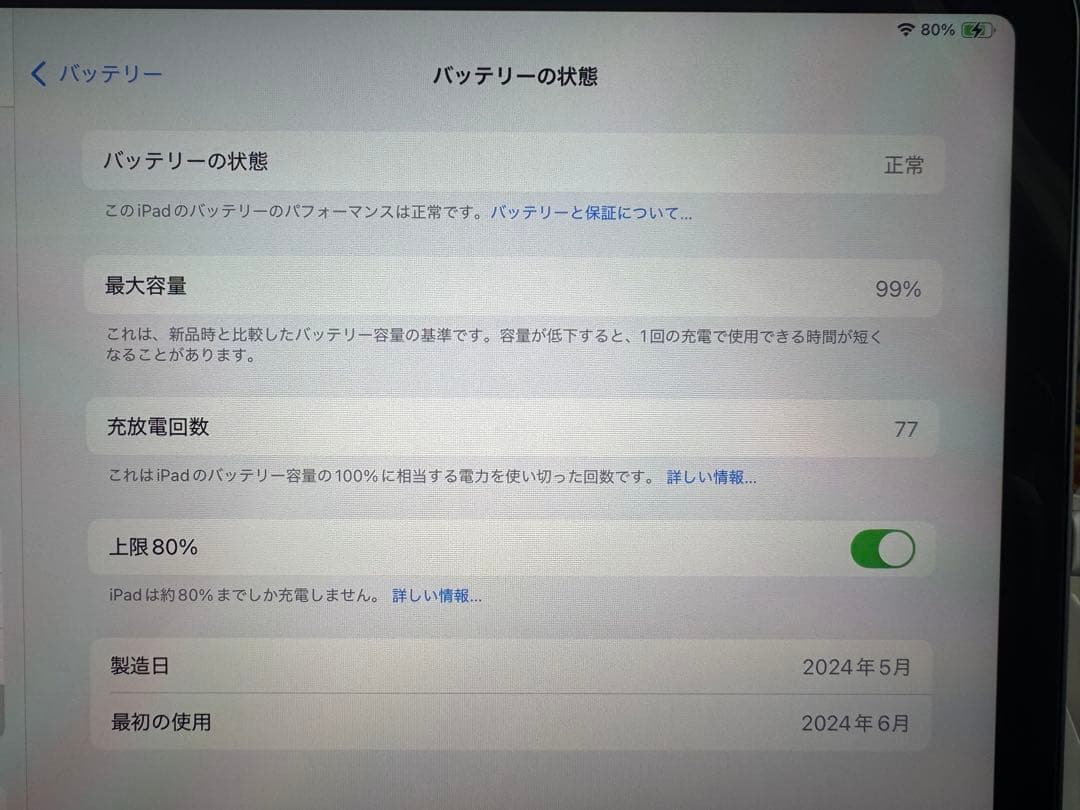 iPad Air 11インチ(M2)Wi-Fiモデルスペースグレー　本体