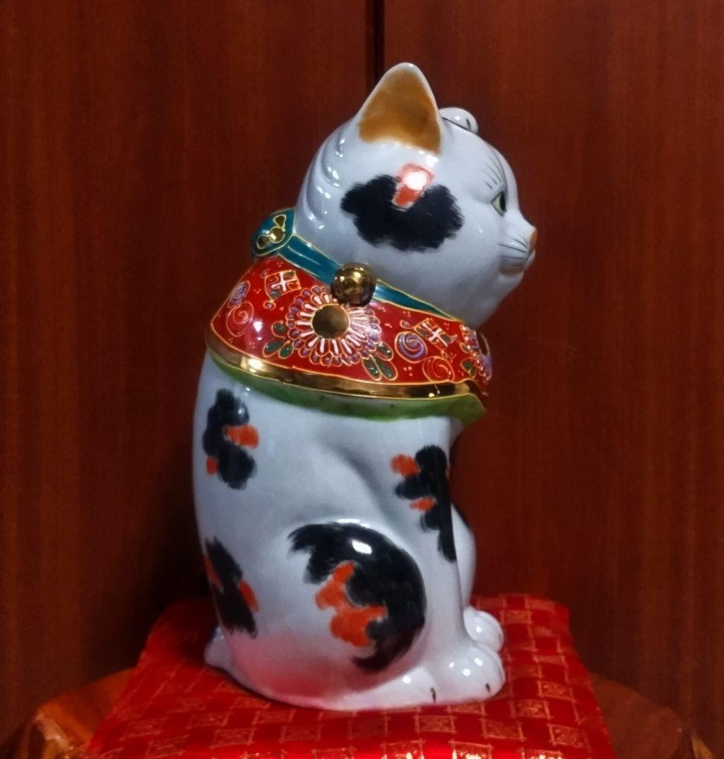 【マメルリハ様】九谷焼 招き猫 三毛盛り 10号＆赤盛７号座布団付き