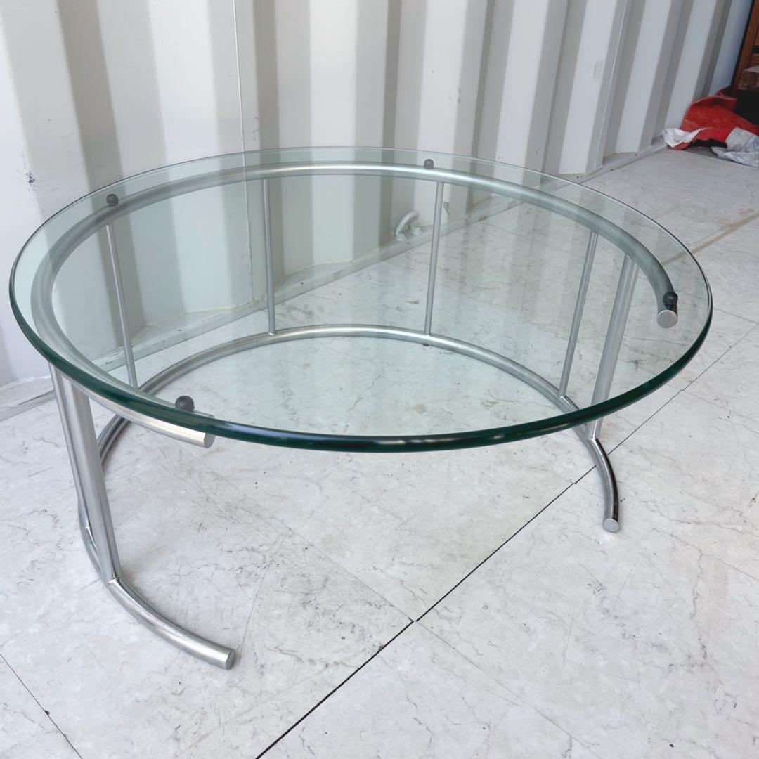 取付無料！HUKLA フクラ TMRB 円形ガラスセンターテーブル✨