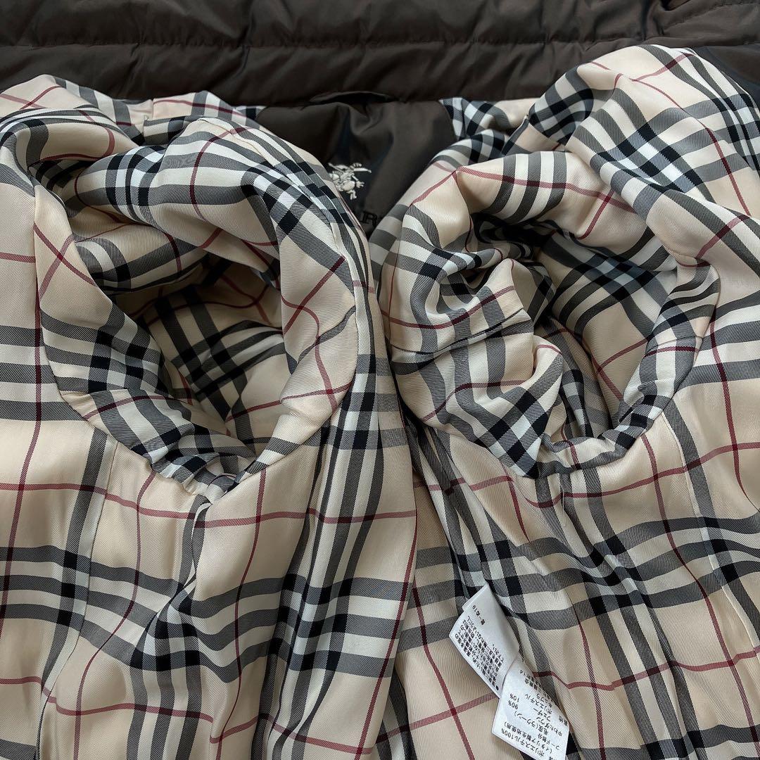 希少　バーバリーロンドン　モッズコート　ノバチェック　リアルファー　ダウン
