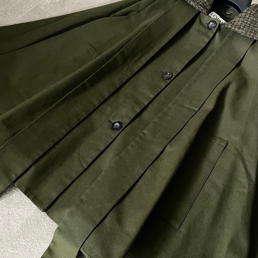 美品★ロエベ　ハウンドトゥース カラージャケット　ケープコート　32 襟着脱可