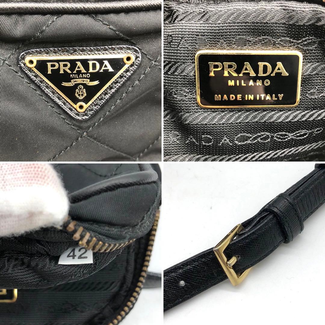 ✨極希少✨プラダ ウエストバッグ 三角ロゴプレート キルティング ナイロン 黒