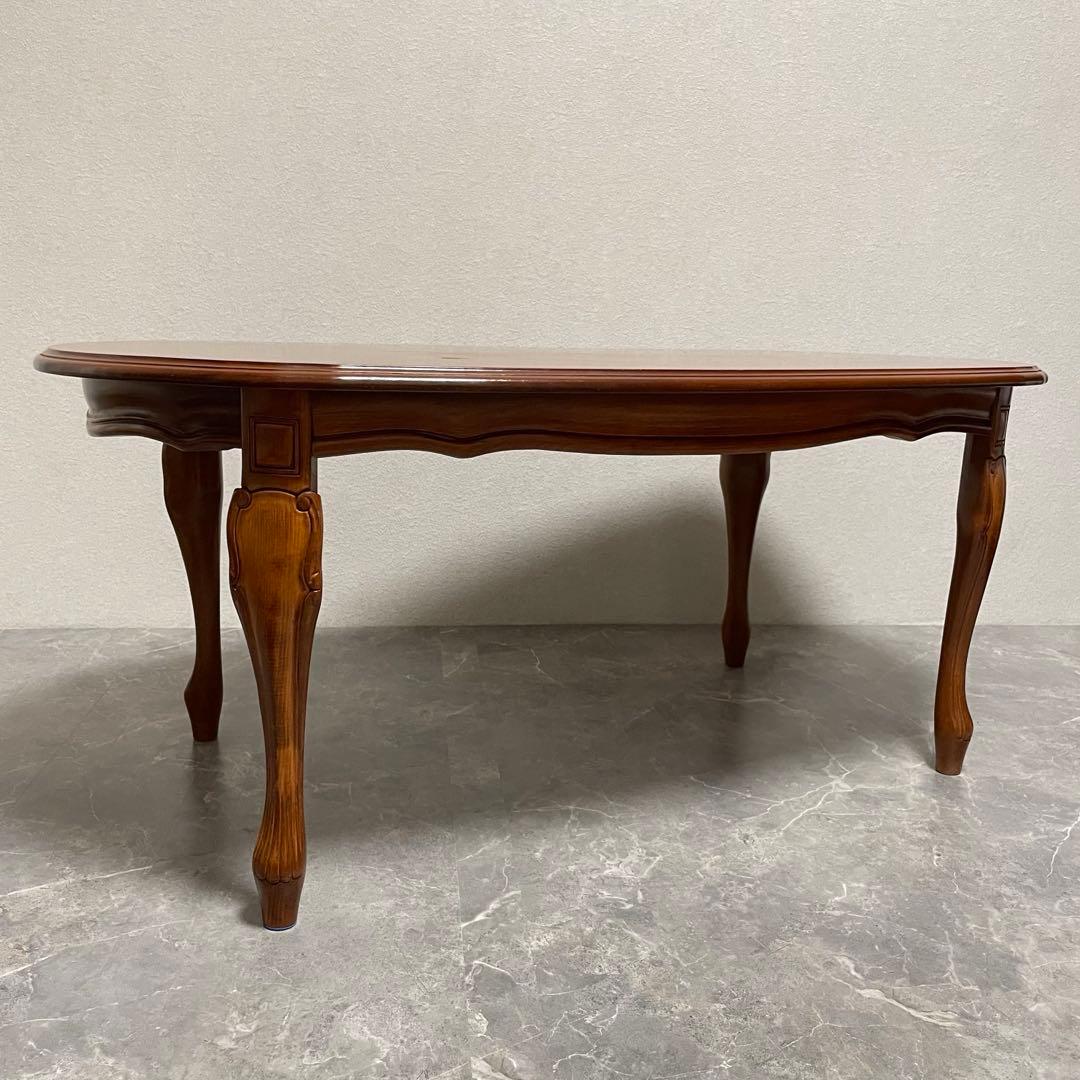 クラシカル　猫脚センターテーブル　 アンティークローテーブル オーバルテーブル