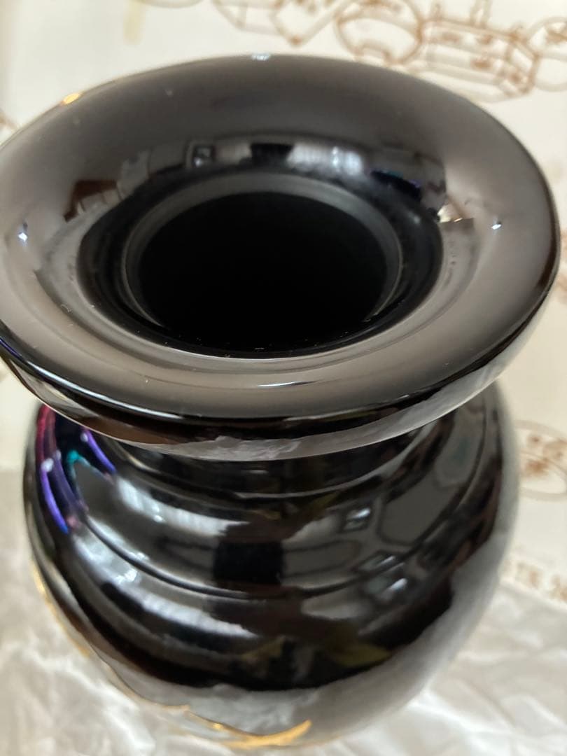 琉球漆器　花器　天然木　天然漆　鶴文様　琉球塗　25センチ　大きいサイズ