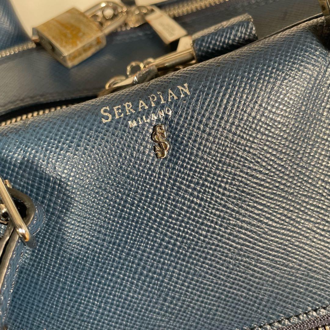 セラピアン　ビジネスバッグ　ブリーフケース　レザー　ブルー　2way