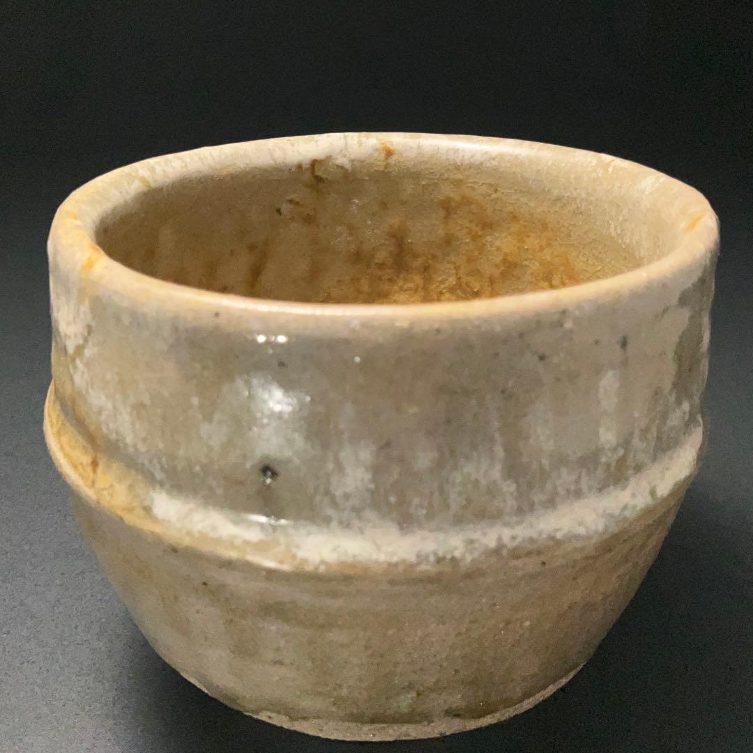 浜田庄司　灰釉縁白胴紐茶碗　人間国宝　晋作織箱　R1314ダT