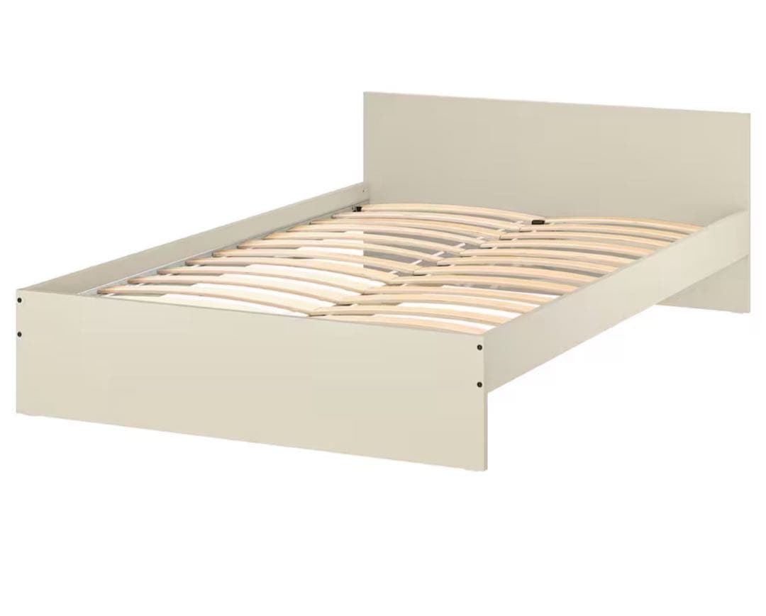 IKEA ホワイトダブルベッドフレーム すのこ付