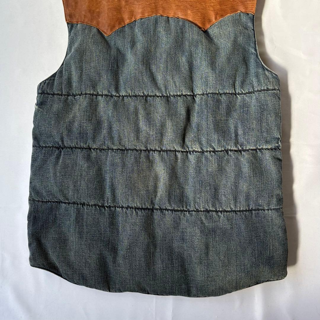 Ralph Lauren 中綿ベスト ネイティブ柄 デニム レザー切り替え
