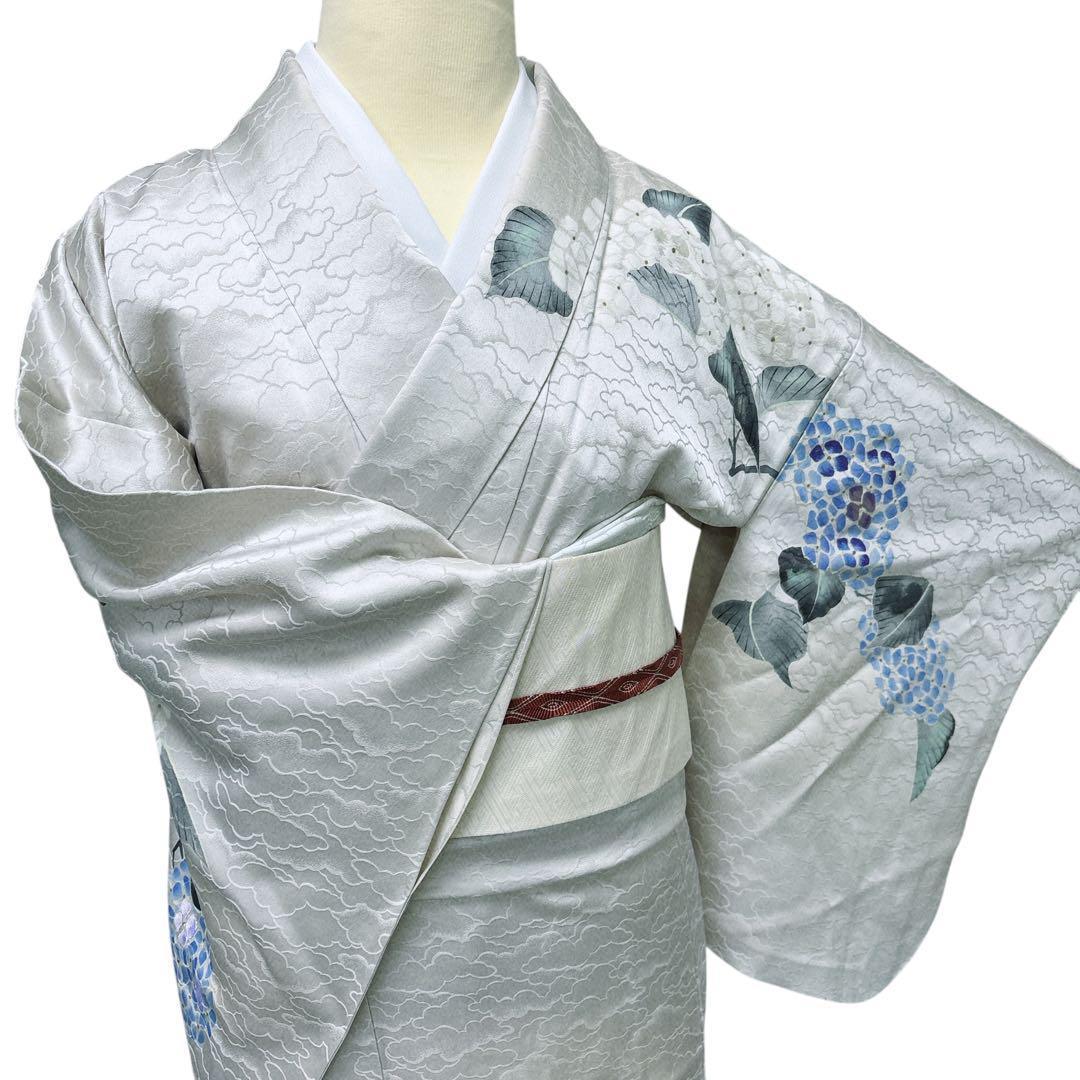 A66愛華 着物 刺繍　訪問着　単衣　おじさい模様　美品　正絹