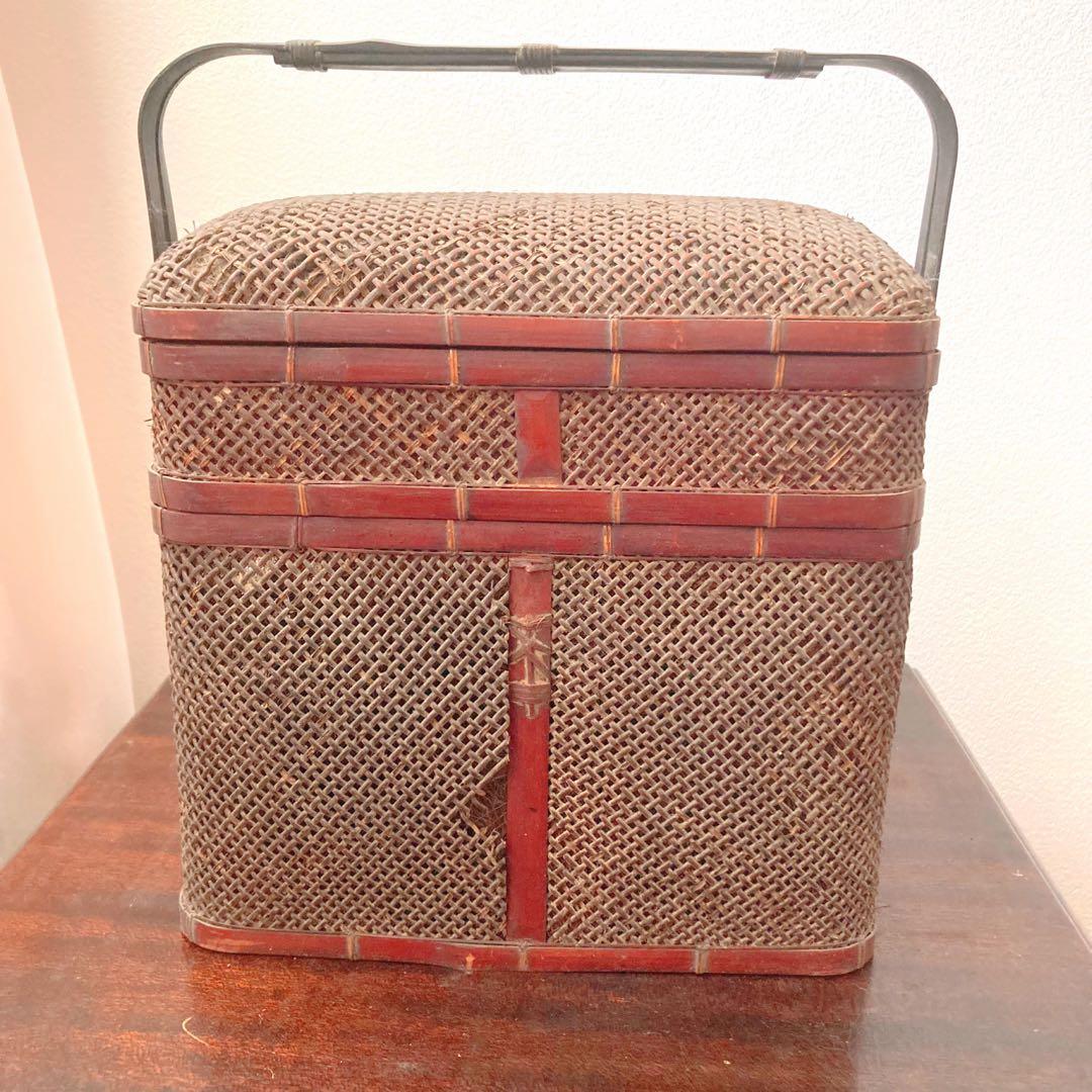 【珍品】煎茶道具　堤藍　茶籠　竹籠　バスケット　骨董品 唐物　1客