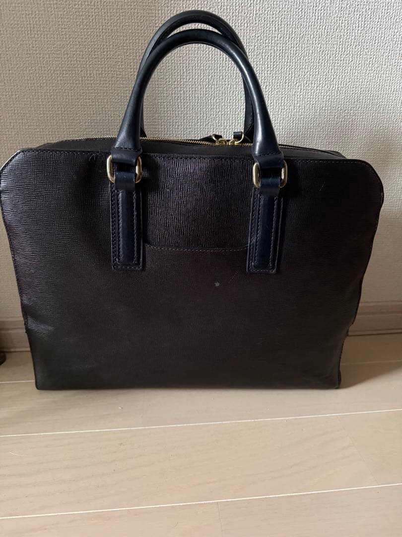 genten レザーブリーフケース ネイビー MacBook 13収納可