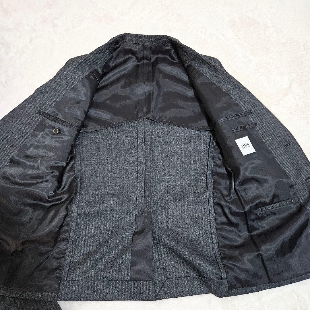 ✨極美品 タケオキクチ スーツ セットアップ グレー ストライプ ウール 3