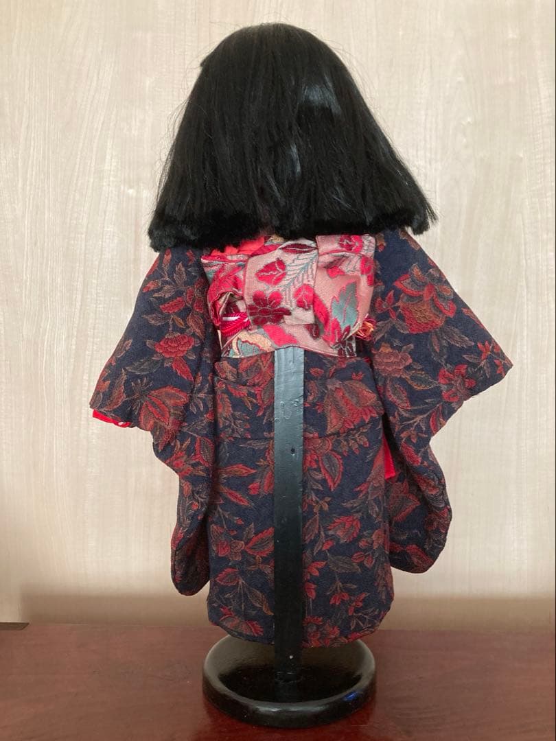 お値下げ美品【工房朋】女の子45cm市松人形森重春幸抱古布着せ替え人形旧家蔵出