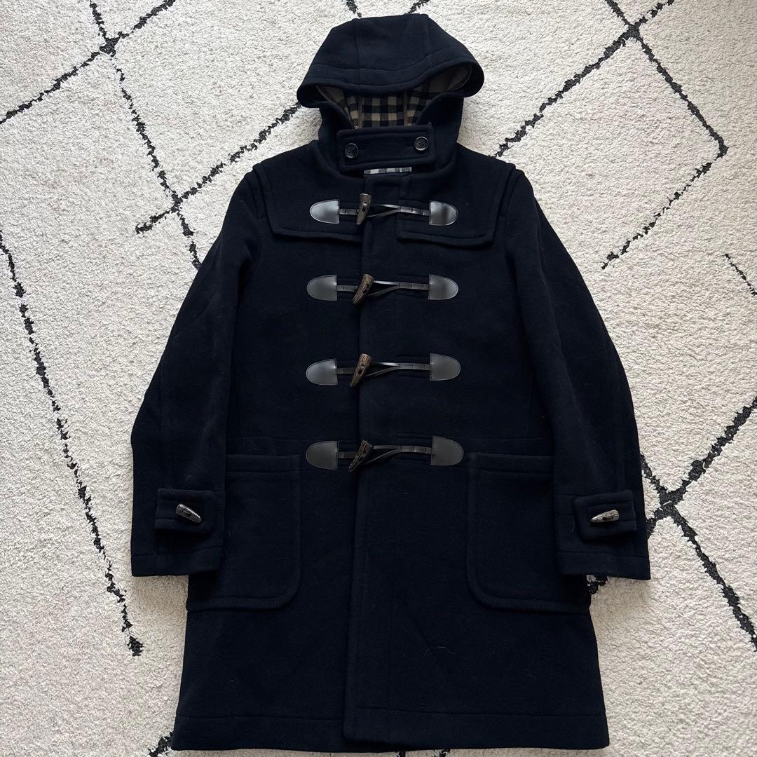 未使用級　バーバリーロンドン　ダッフルコート　ノバチェック　ネイビー　LLサイズ