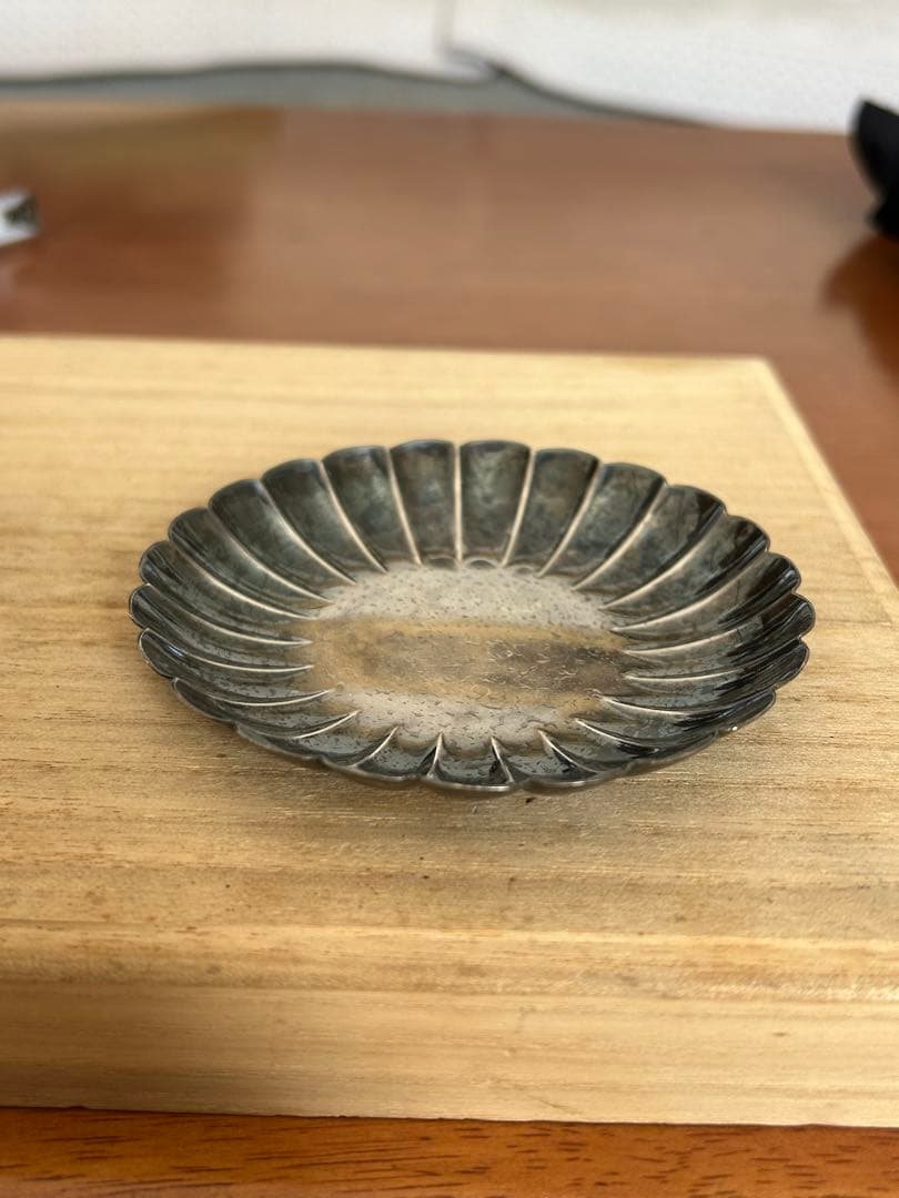 純銀　菊形銀茶器小皿 K.UYEDA銀製950 STERLING37g
