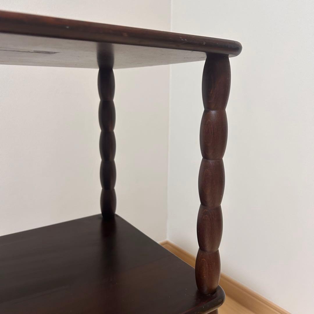 【送料込み】アンティーク　天然木シェルフ　ラック　ダークブラウン 3段