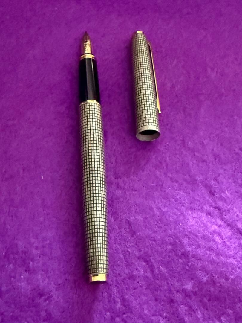 PILOT silver万年筆 メタリック格子模ケース付き