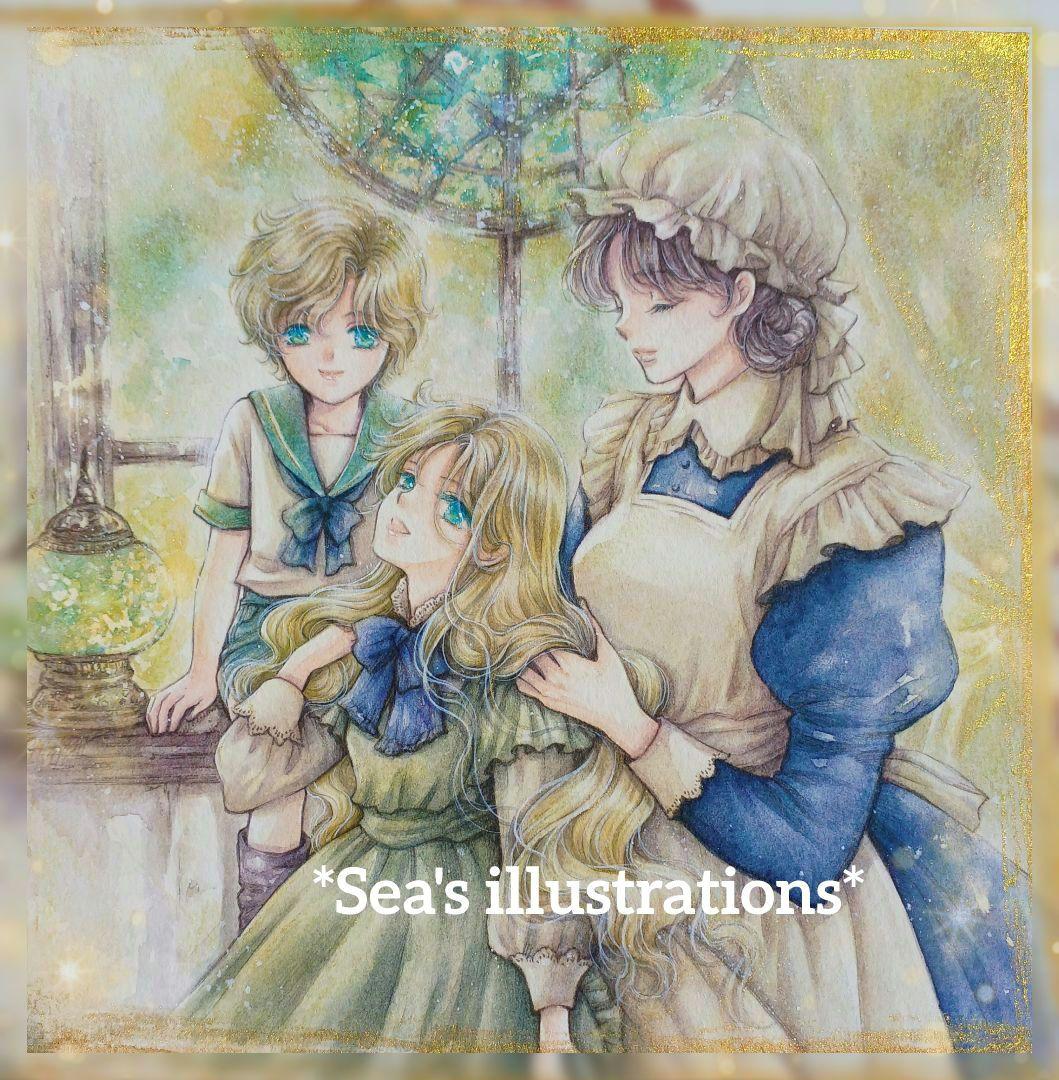 ◇金色の窓辺◇手描きイラスト