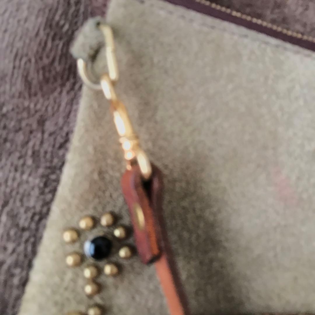 鮎*師様 スウェード サコッシュ スタッズ　FLOWER GOLD TURQUO