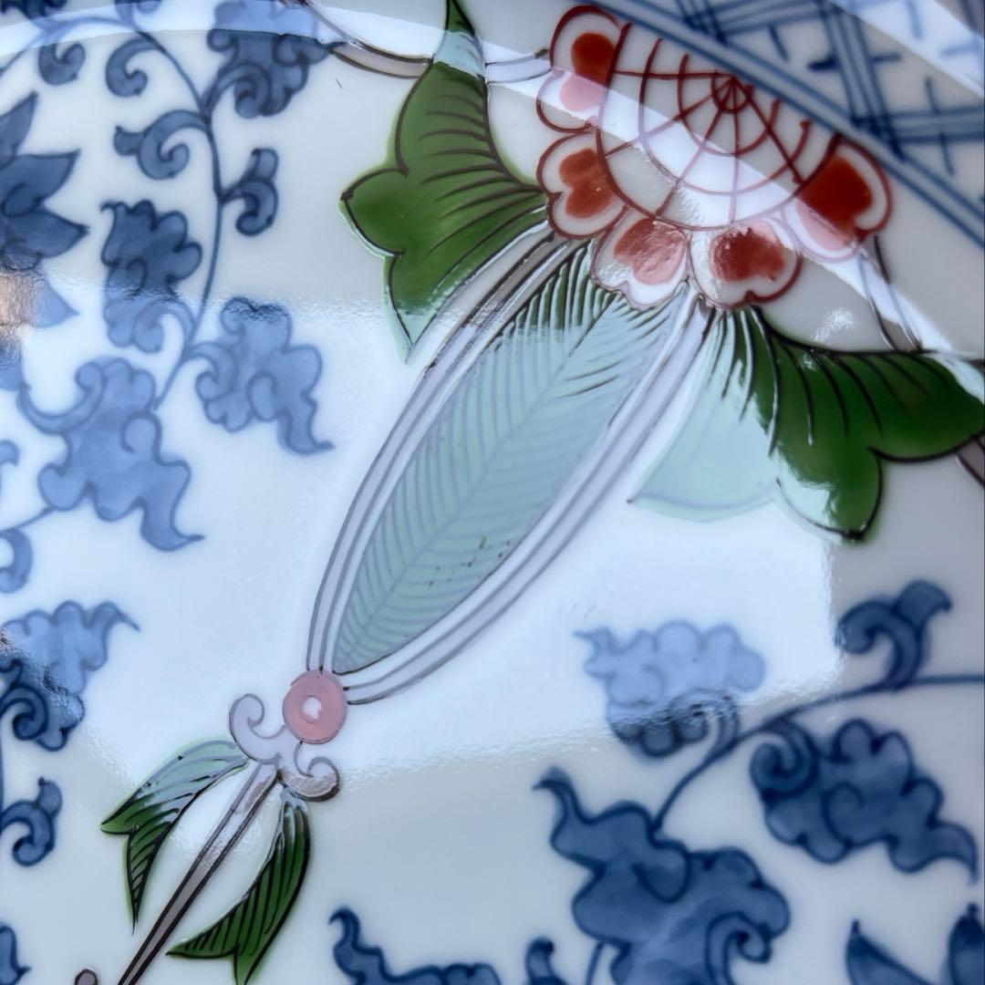 源右衛門　染錦三方割唐草　大皿　１枚