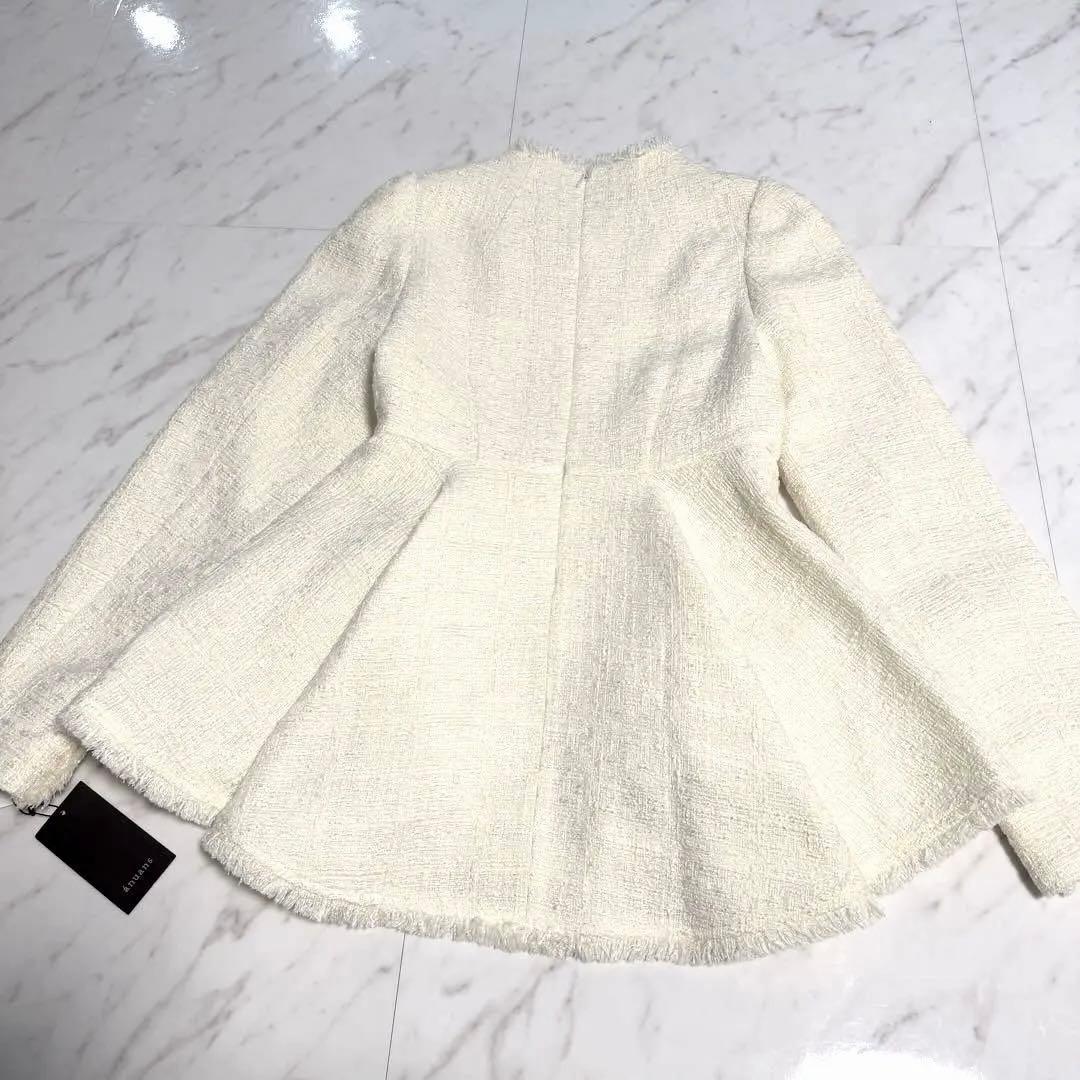 【新品タグ付き】2025✨️完売 アニュアンス ツイードペプラムブラウス 美ライン