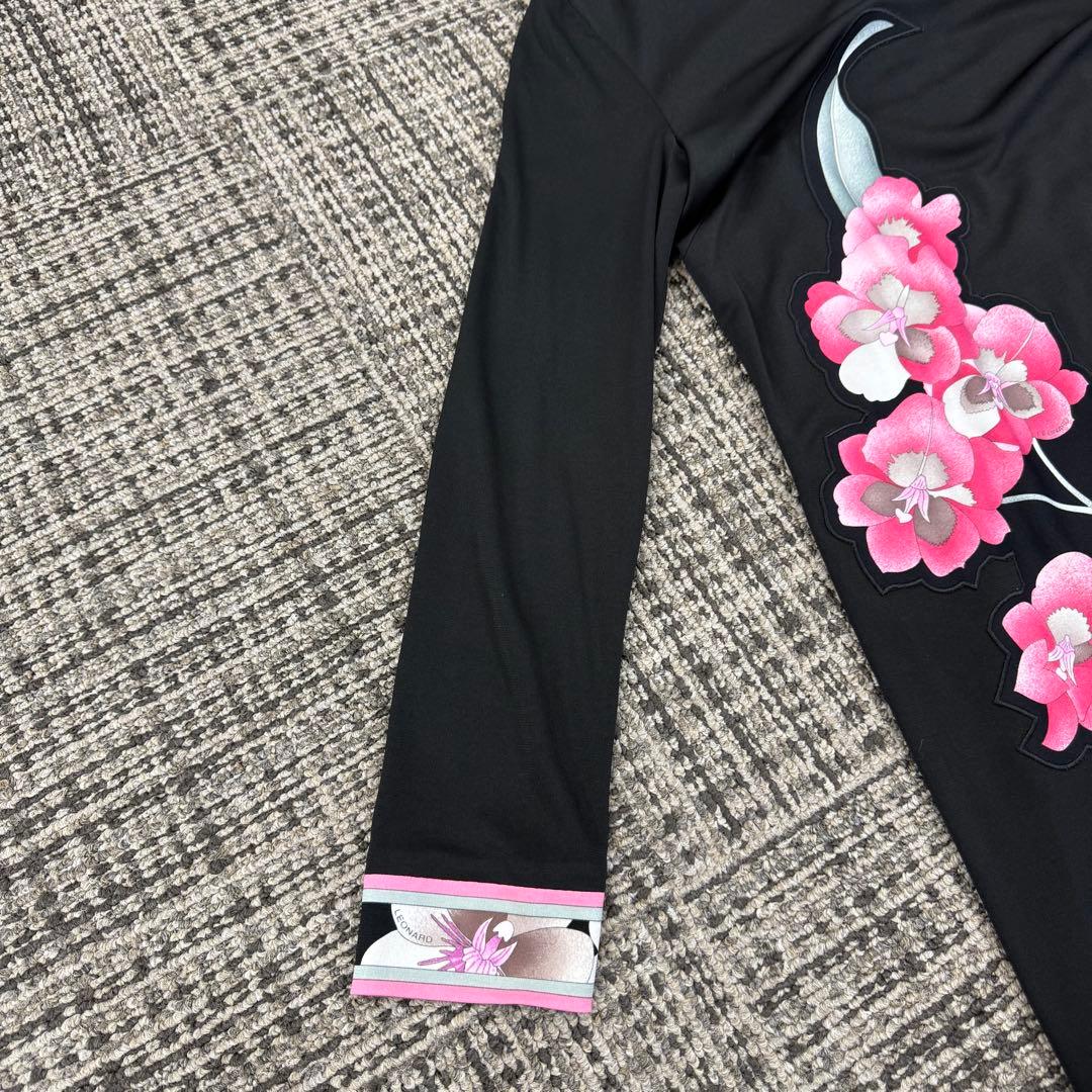 【美品】LEONARD レオナール 七分丈ワンピース 花柄 レディース