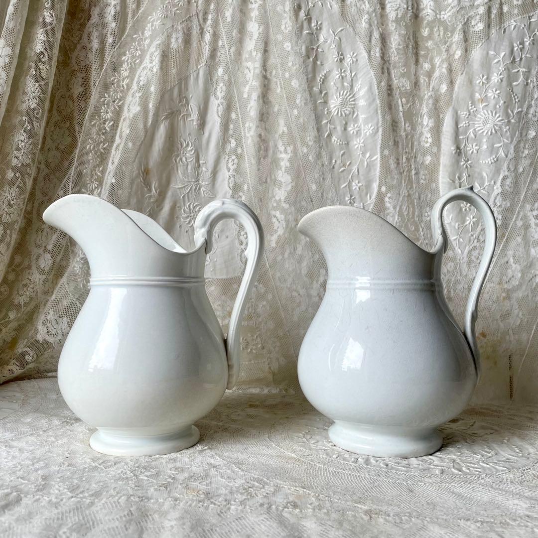 ショワジールロワ　白釉ピシェ　水差し　フラワーベース　フランスアンティーク