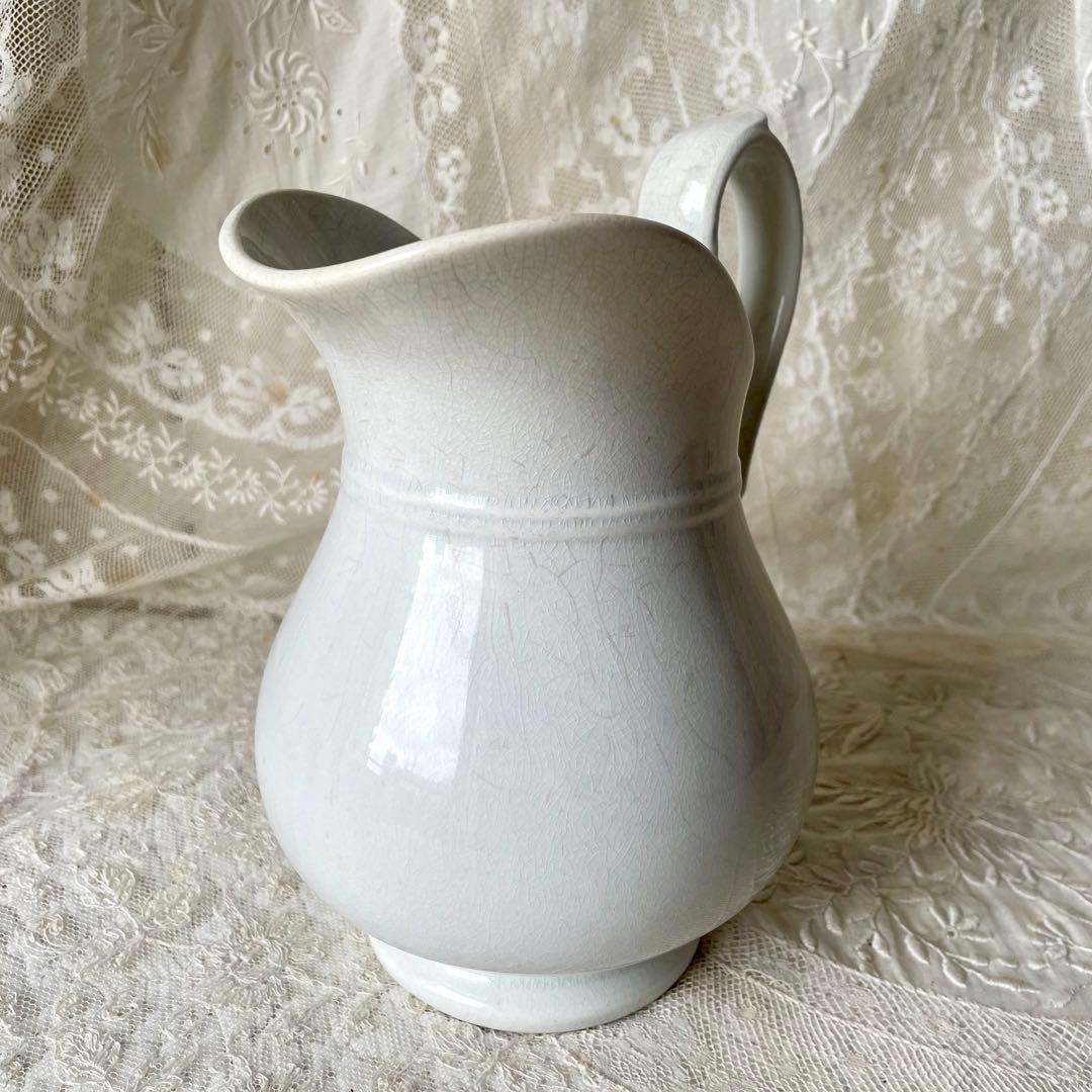 ショワジールロワ　白釉ピシェ　水差し　フラワーベース　フランスアンティーク