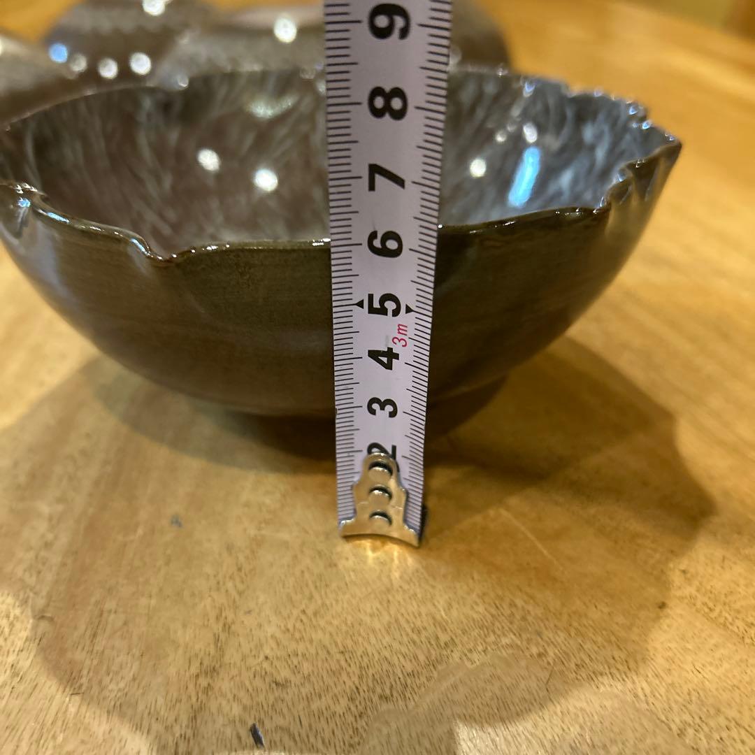 長崎　現川焼 十二代 横石臥牛宗雲作 刷毛目 花形鉢　五個　希少　一