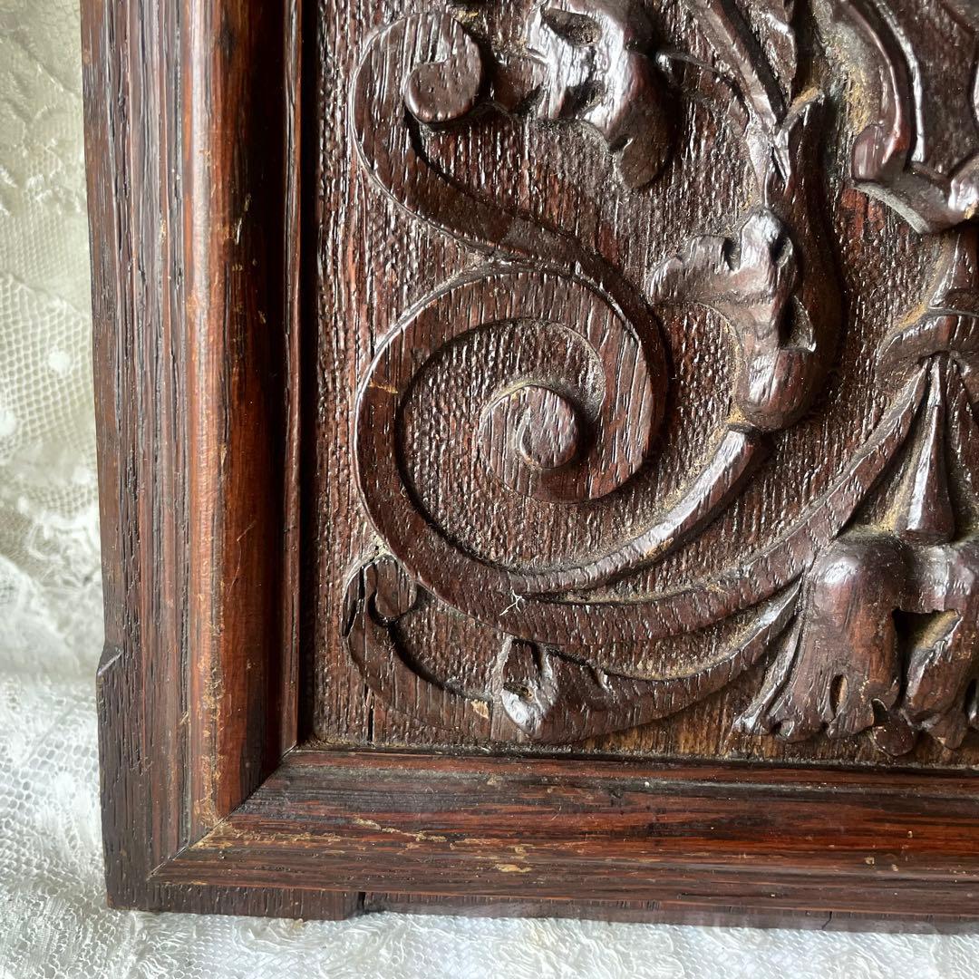 ウッドカービングパネル②木製パネル　卓上ディスプレイボード　フランスアンティーク