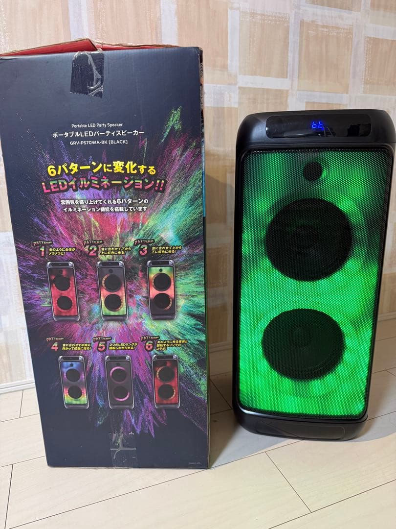 ポータブルLED Bluetoothスピーカー（GRAV-PS70WA-BK）