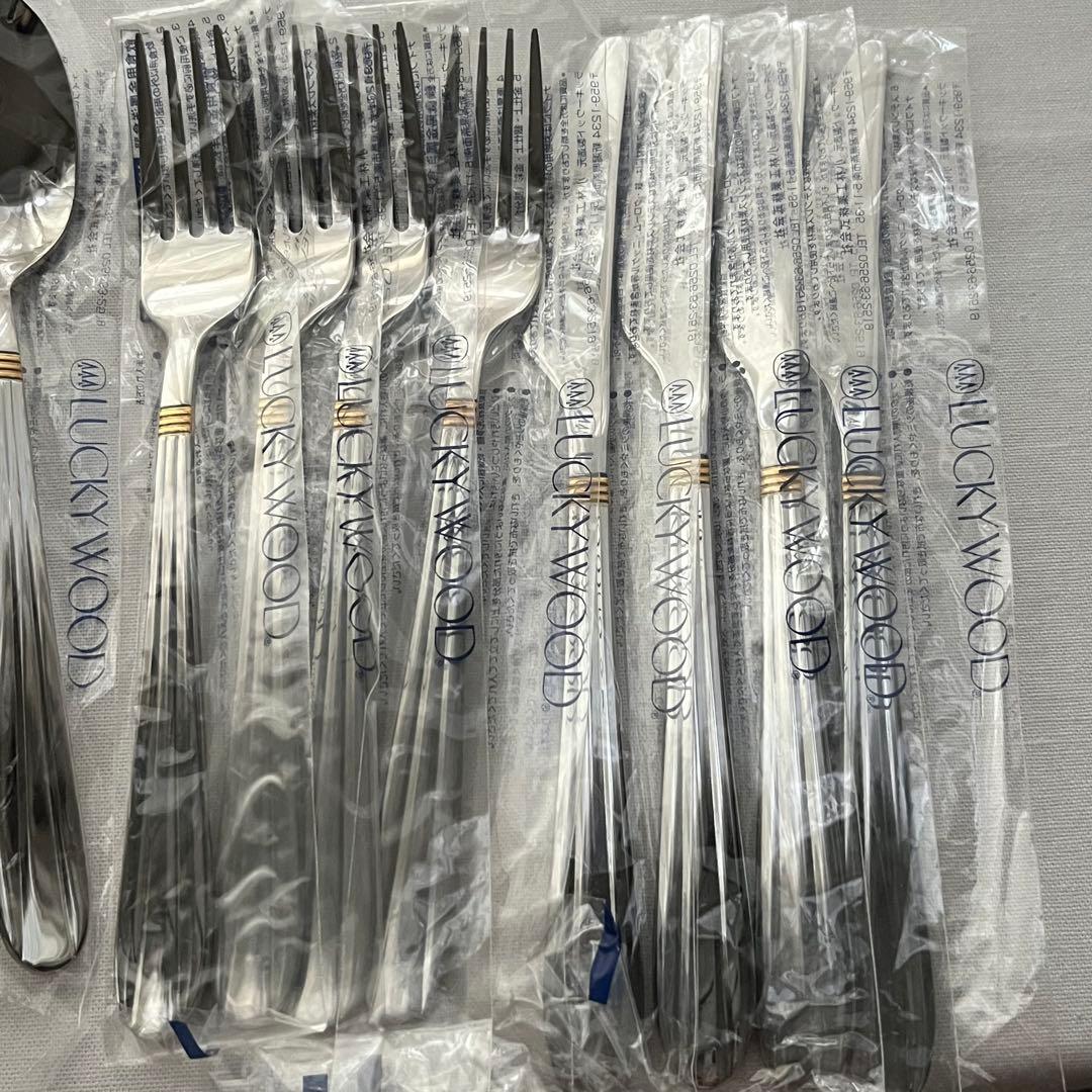 未使用品 ラッキーウッド サントラル金彩 ディナーカトラリーセット スプーン