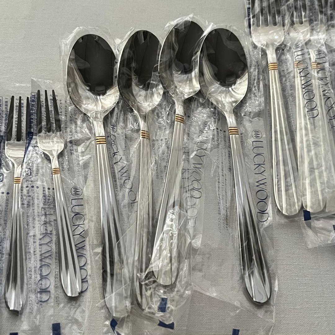 未使用品 ラッキーウッド サントラル金彩 ディナーカトラリーセット スプーン