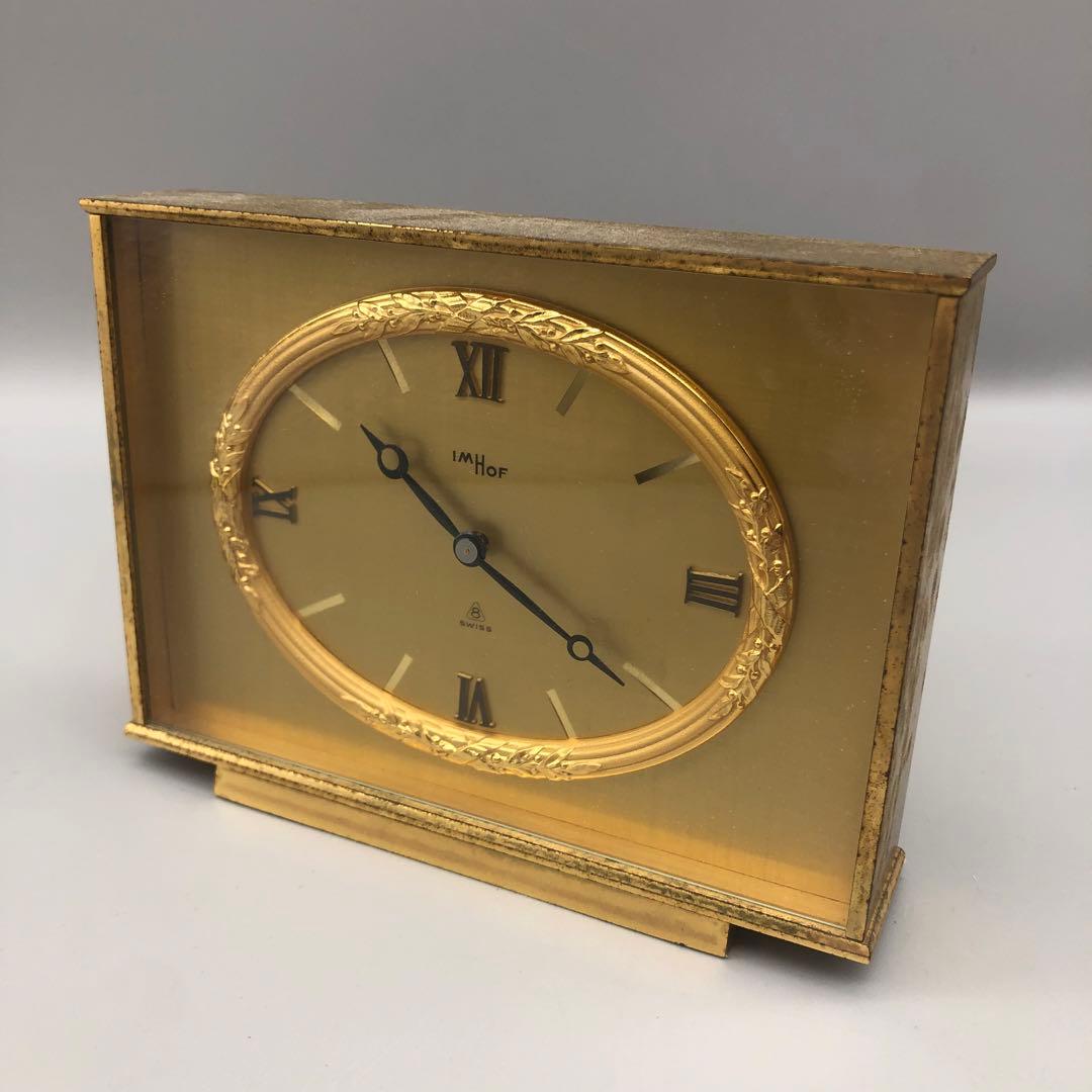 スイス高級時計メーカーIMHOFイムホフアンティーク真鍮ゴールド置き時計クロック