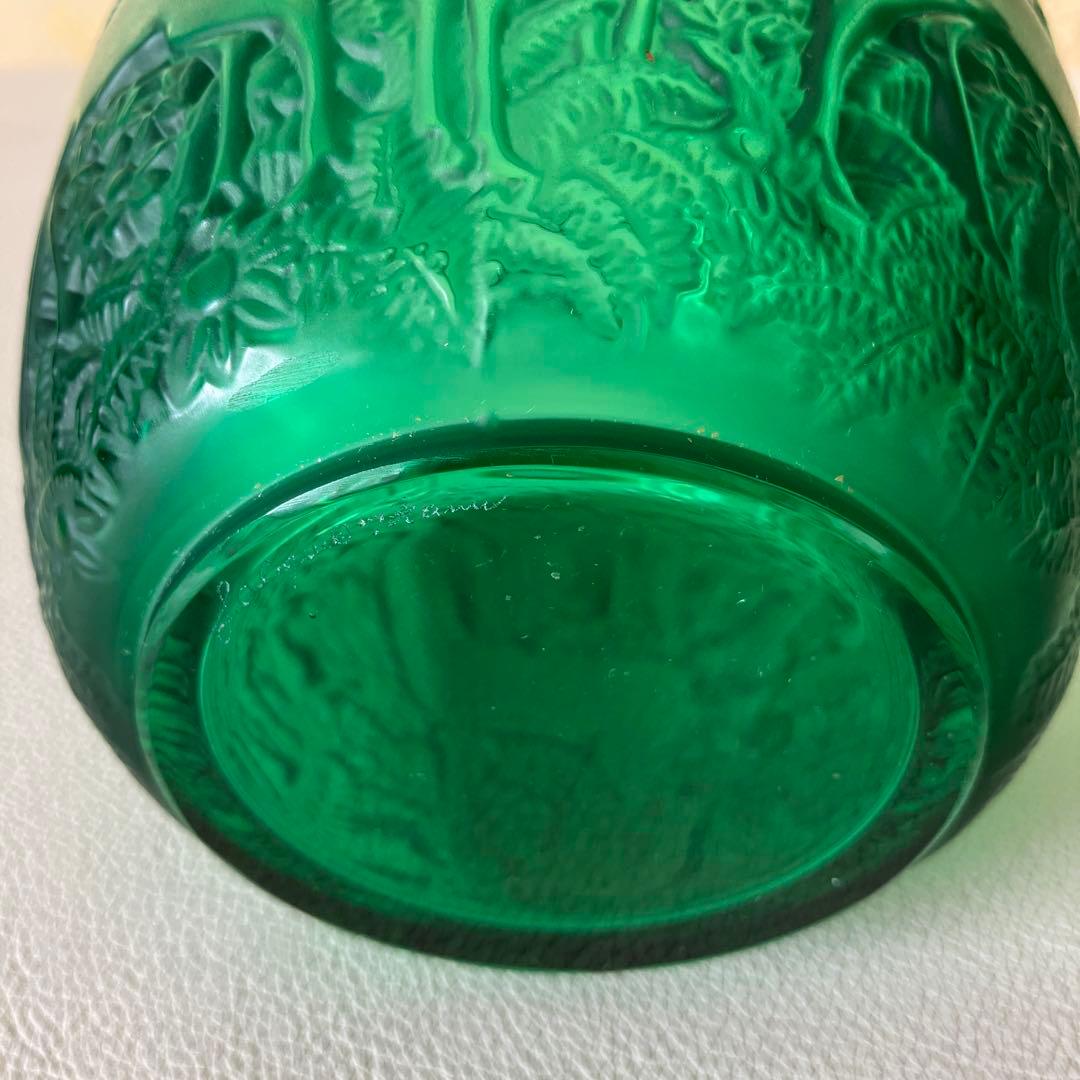 LALIQUE グリーン 花瓶 動物彫刻