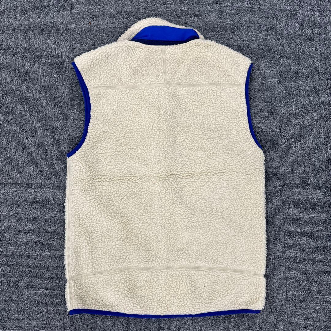 36Patagonia フリースベスト XS アイボリー/ブルー