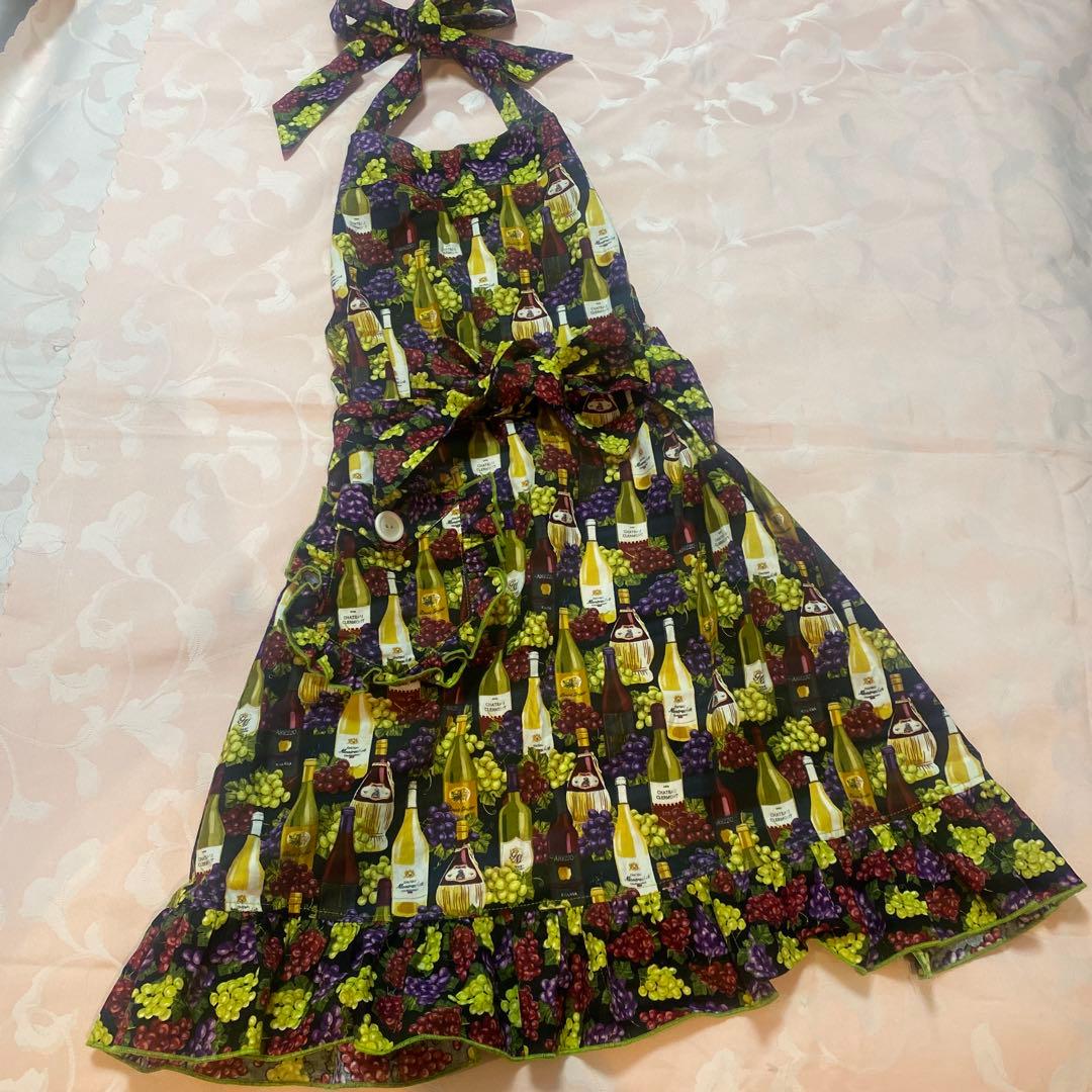 エプロン★ワイン柄★ソムリエ★ワインボトル柄★葡萄柄