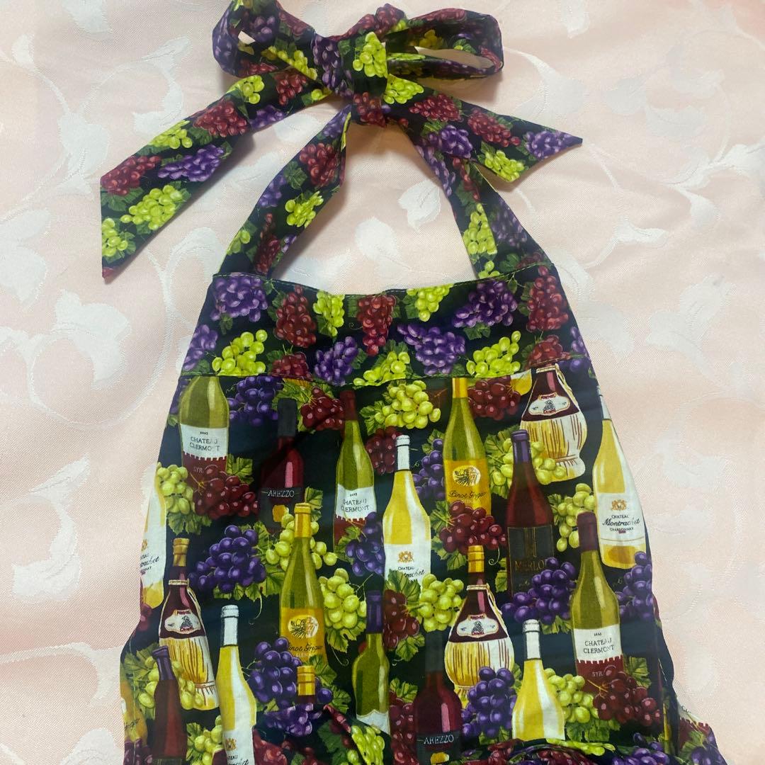 エプロン★ワイン柄★ソムリエ★ワインボトル柄★葡萄柄