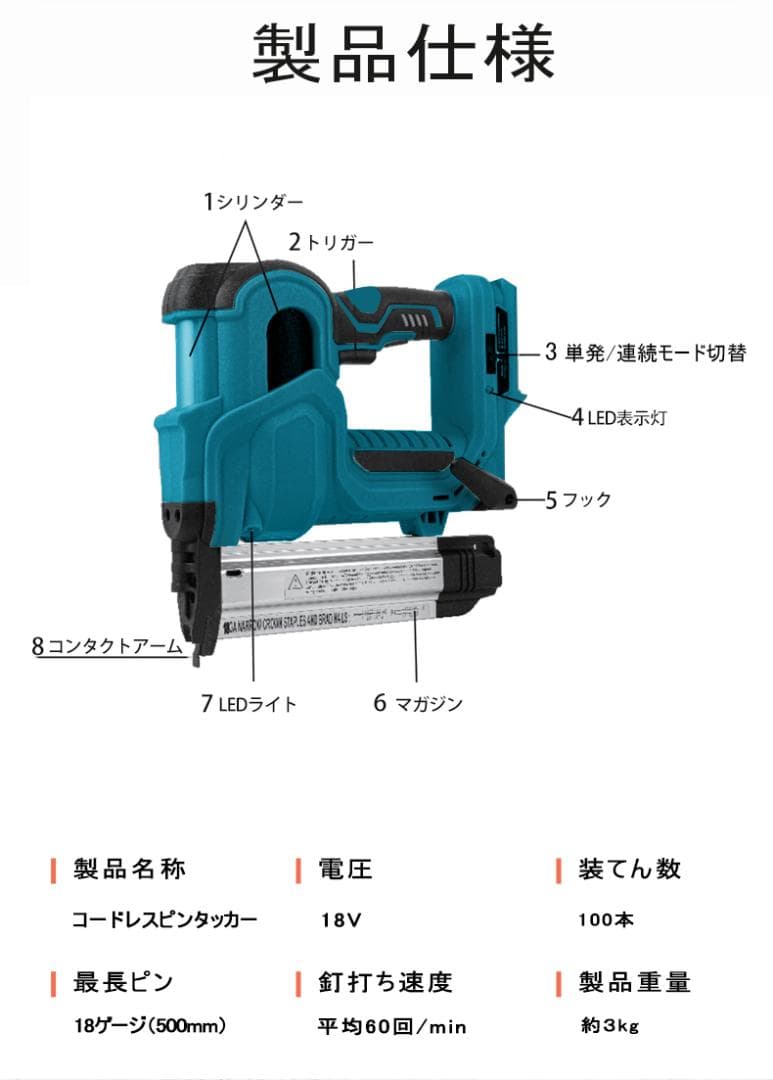 B マキタ 互換 充電式 フィニッシュネイラ  ピンタッカー