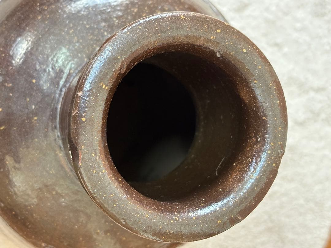 花入り 　古い甕　酢甕　　　骨董品　花瓶